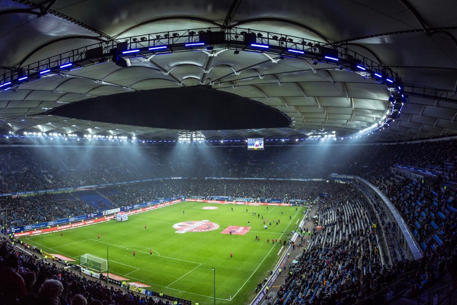 Stadion olahraga saat pertandingan berlangsung